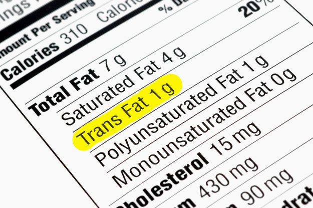Nutrition label highlighting the unhealthy trans fats